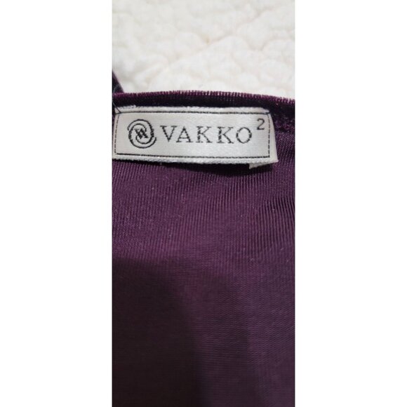 Vakko Womens Purple Velvet Sleeveless Dress Sequins V Neck Spaghetti Strap Small - Picture 6 of 11